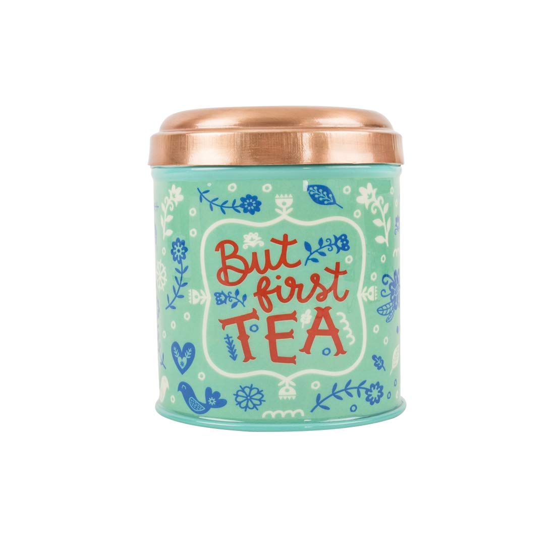 Chumbak Tea Time Vintage Tin - Mint Green Storage Tin, Kitchen Storage Box, Airtight, Iron Tin, Pantry Organizer, Food Storage for Cookies, Spices, Sugar, Tea, Coffee, Treats, Size 4.1x4.1x4.7 inches