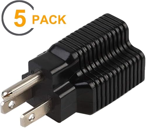 Miniatura 10 de Paquete de 3 adaptadores de enchufe Nema de 15 amperios a 20 amperios, listado ETL, NEMA 5-15P a 5-1520R (peine de 20 amperios T Blade) 15 Amp