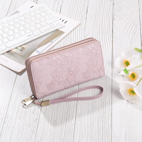 Image of GAEKEAO RFID Leather Wristlet Wallet for Women with Grip Strap
