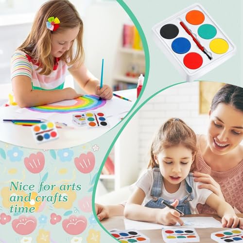 20 Stück Aquarellfarben-Set für Kinder, Bulk-Mini-Farbset, Abwaschbare Aquarellpalette, 6-Farben-Tablett mit Pinseln für Kunstparty, Kinderpreise, Geburtstagsfeier, Veranstaltungen und Zusammenkünfte