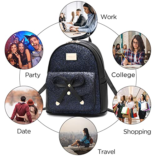 Image of I IHAYNER Girls Bowknot Cute Leather Backpack Mini Backpack Purse for Women