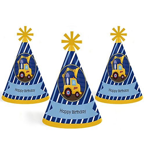 Big Dot Of Happiness Construction Truck - Cone Happy Birthday Party Hats For Kids And Adults - Set Of 8 (Standard Size) #TOP5