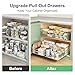 Pull out Cabinet Organizer, Stainless Steel 2-Pack Slide out Drawer with Silent Full-Extension Slides, Adhesive Roll out Can Spice Storage Basket Shelf Rack for Pantry, Kitchen, Bathroom, Home Closet