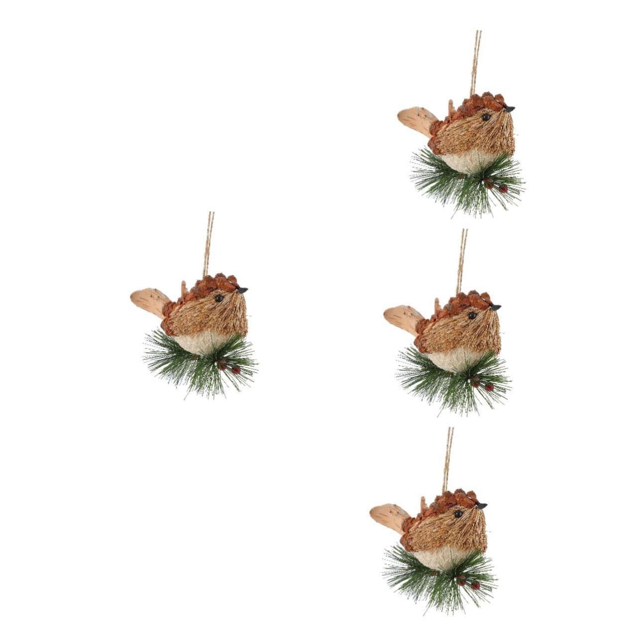 Amosfun 4 Stück Stroh-Vogel-Charme Strickvogel Zum Aufhängen Weihnachtsbaumblasen Szene-hängedekoration Künstliche Vögel Vogelfigur Strohwebender Vogel Kardinales Strohhalm Aus Holz