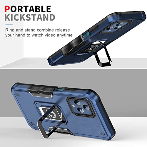 Compatible With T-Mobile Revvl 6 5G Case,2 Pack Hd Screen Protector,[Military Grade] Rugged Hybrid Bumper Heavy Duty Shockproof Protective Cover, Magnetic Kickstand,For Revvl 6 5G Phone Case Blue #TOP1