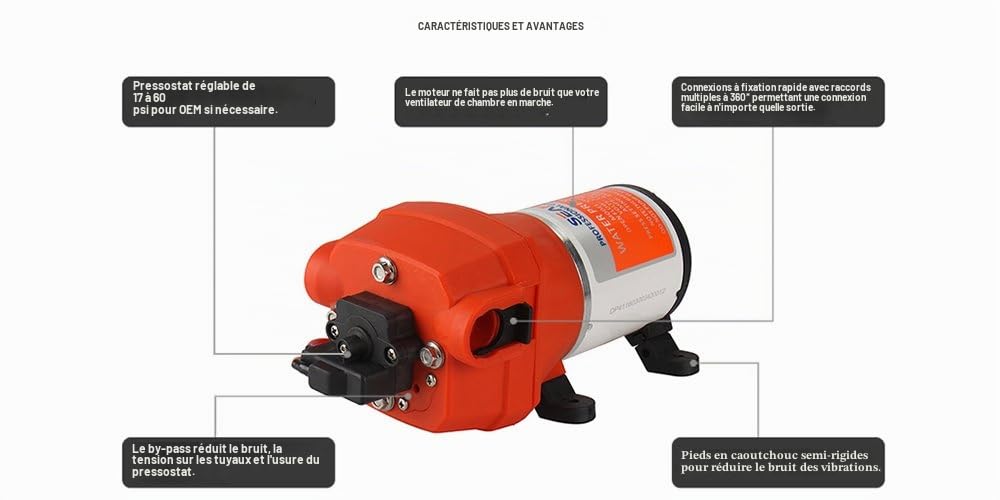 SEAFLO Pompe 41 série DC pour système d'eau 12V 12,5 LPM 35 PSI