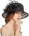 RZTA Women's Kentucky Derby Church Dress Hat Wide Brim Leaf Flower Bridal Shower Hat R1 Black