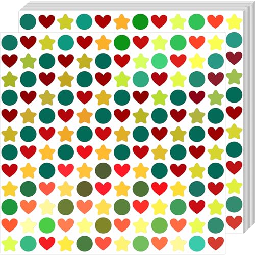 EgretLFsail Holographic Stickers for Kids, 2160 Pcs, Star Heart Dot Shapes, Multicolor Sparkly Reward Charts, School Classroom Teacher Supplies, DIY Decorations, 0.6 Inch