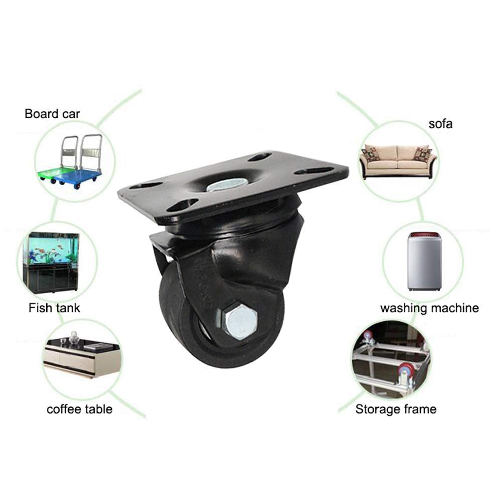 Ruote,Rotelle per piastre Rotelle per mobili da 2 pollici, Rotelle industriali per montaggio su stelo filettato, Rotelle per piastre, piastre fisse - Girevole a 360° - con freni - Asta filet