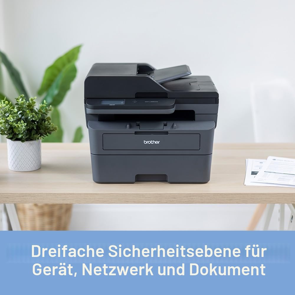 Brother DCP-L2660DW 3-in-1-Multifunktionsgerät Laserdrucker Monochrom, WLAN & LAN, automatischer Vorlageneinzug (ADF) für 50 Blatt, Druckgeschwindigkeit von bis zu 34 Seiten pro Minute