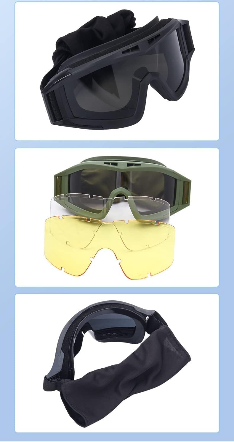 Pidżamersia Szybki Kask, Gogle Asg Taktyczne Gogle Ochronne Okulary Przeciwmgielne Do Strzelania Cqb Airsoft Paintball Polowanie Ride, BK, Suitable for head circumference 54-60 cm