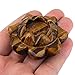 mookaitedecor Tiger's Eye Carved Gemstone Lotus Flower Statue Crystal Ball Stand/Candle Holder Decorative