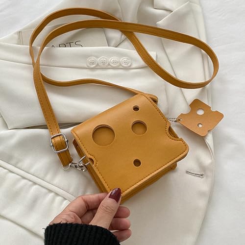 Cheese Shaped Crossbody Bag, Creative Mini Shoulder Bag Women Fashion Handbag PU Leather Wallet Purse3