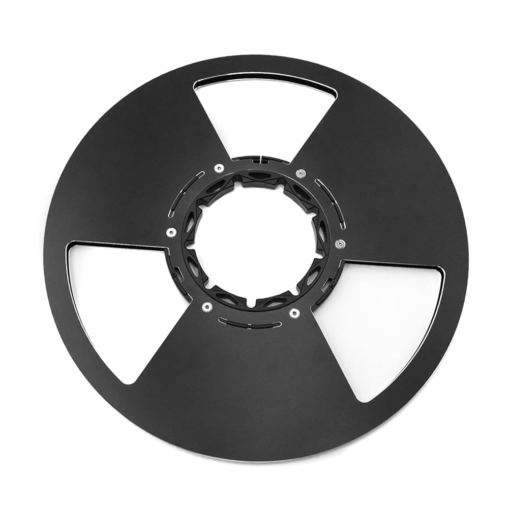 UDSKNV[KSL Edge Polished 10 Inch 3 Holes Empty Take Up Reel Red Aluminum for Tape Reel for Tape Recorder Hub Black