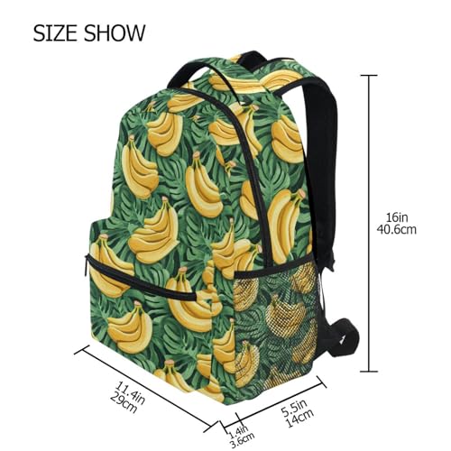 Banana Palm Leaf Fruit Backpack for School Boys Girls Adults Kids Bookbag Laptop Bag 15L4