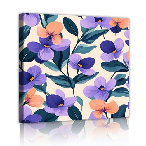 Peinture sur toile fleurs sauvages pour raviver un mur blanc de salon de 38cm