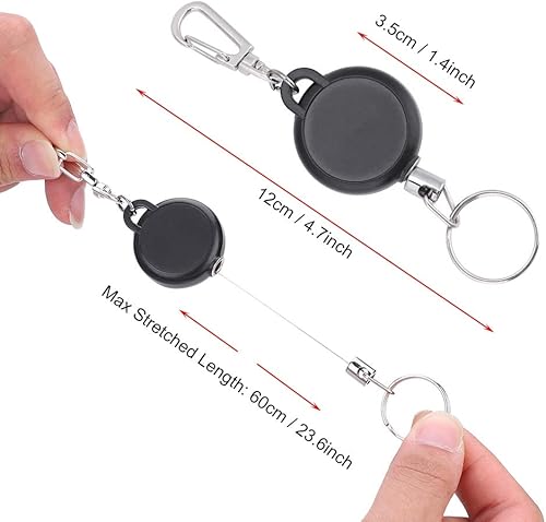 Miniatura 2 de Llavero extensible, extensor de llavero con cable retráctil que asegura llaves, carretes de llaves retráctiles con cuerda de alambre de acero de