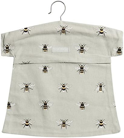 Sophie Allport - Bees Peg Bag, Clothes Peg Storage Bag, Wooden Hanger, 100% Cotton