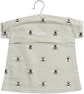 Sophie Allport - Bees Peg Bag, Clothes Peg Storage Bag, Wooden Hanger, 100% Cotton