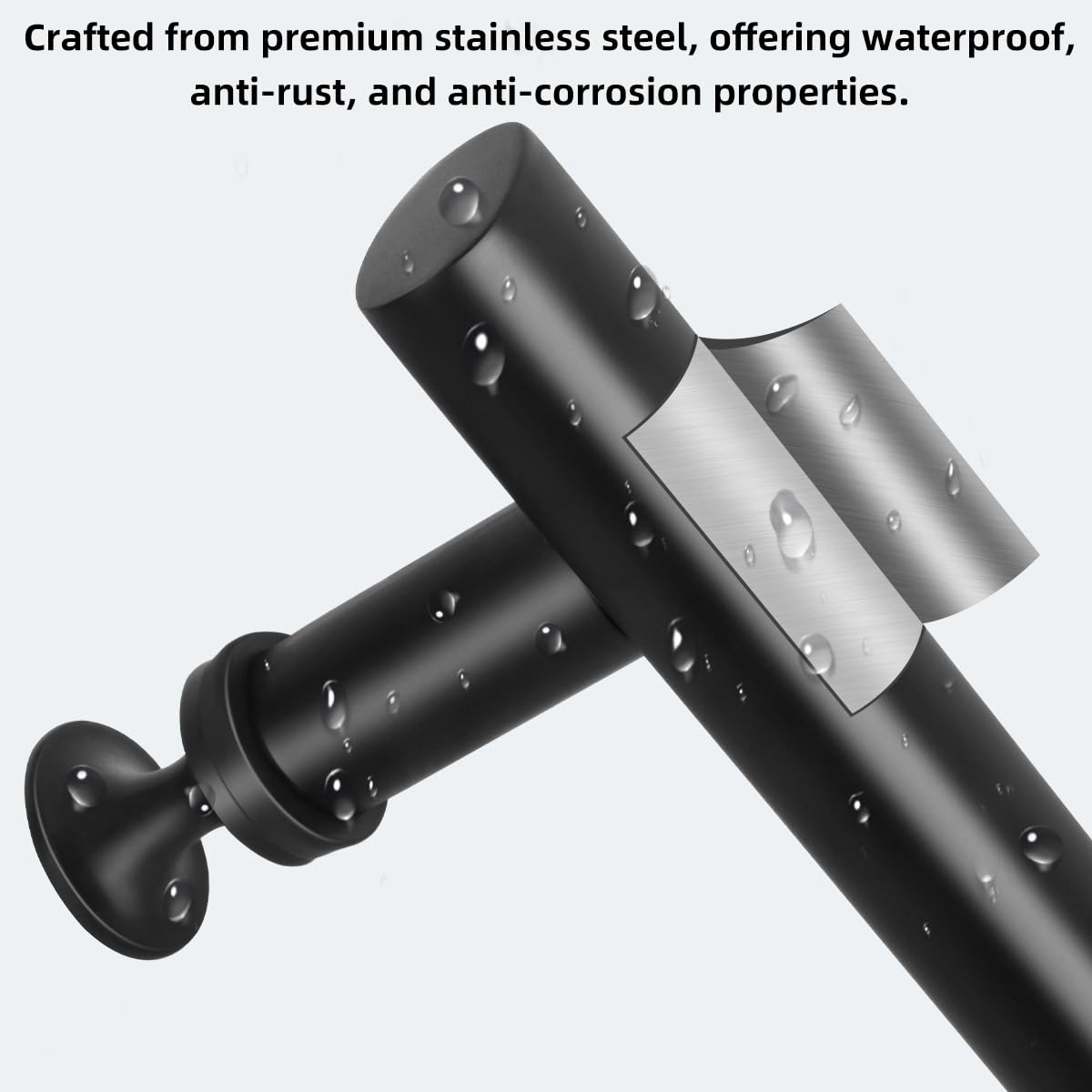 Suimlmta 2 Pack Shower Door Handle Black 145mm Stainless Steel Replacement Door Handles with Plastic Knobs for Shower Enclosures Room Sliding Push Pull Glass Door - Image 3