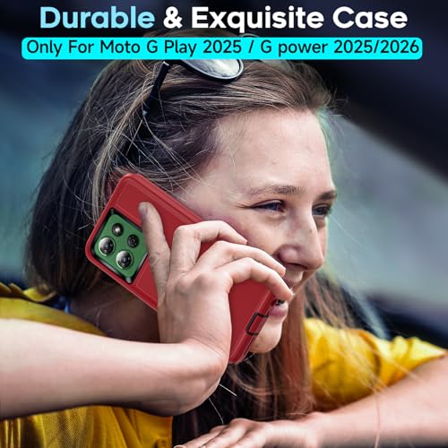 LeYi for Moto G Power 5G 2026 Case: Motorola G Power 2026 Case with 2PCS Tempered Glass Screen Protector,3 in 1 Rugged Cover,Military Grade Shockproof Casa para Power 2026, Red by LeYi - Used condition - Image 5