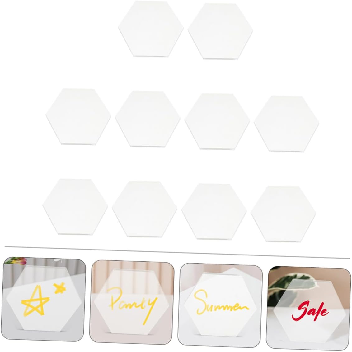 10pcs Hexagon Acrylic Boards for DIY Decoration and Crafting Thick for Painting Table Cards and Home Decor