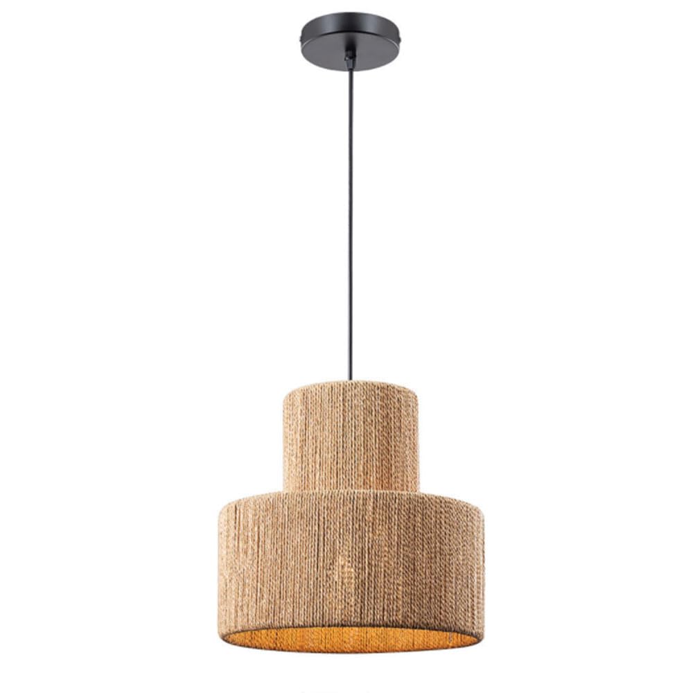Suspension rotin naturelle : lustre suspendu bambou et abat-jour osier bohème country