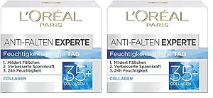 L'Oréal Paris Feuchtigkeitspflege für das Gesicht, Pflegende Anti-Aging Creme mit Kollagen Biosphären, Mildert Fältchen und spendet 24H Feuchtigkeit, Anti-Falten Experte 35+, 1 x 50ml (Packung mit 2)