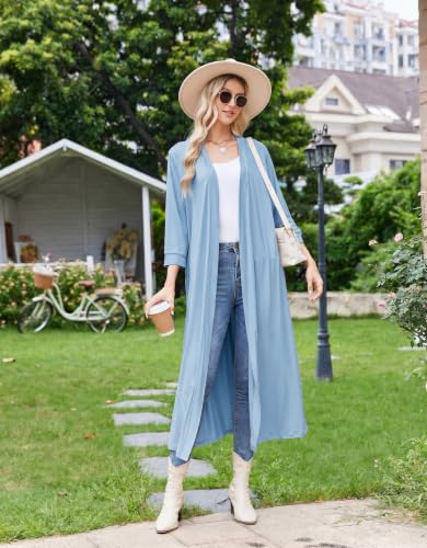 Image of Ekouaer Women Robes Long Knit Bathrobe Soft Kimono Loungewear with Pockets