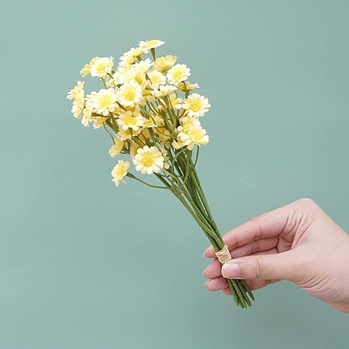 Miniatura 3 de Paquete de 2 flores artificiales de crisantemo sintético de 60 cabezas, adornos creativos de escritorio, arreglo floral, ramo de novia, decoración