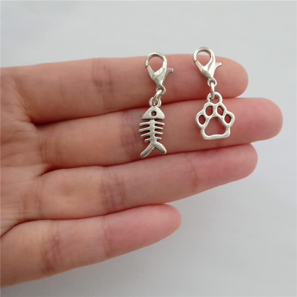 5pcs/set Cartoon Cat Jewelry, Cat Paw Clip on Charm, Pet Zipper Pull Bag Charm, Stitch Marker - Image 5