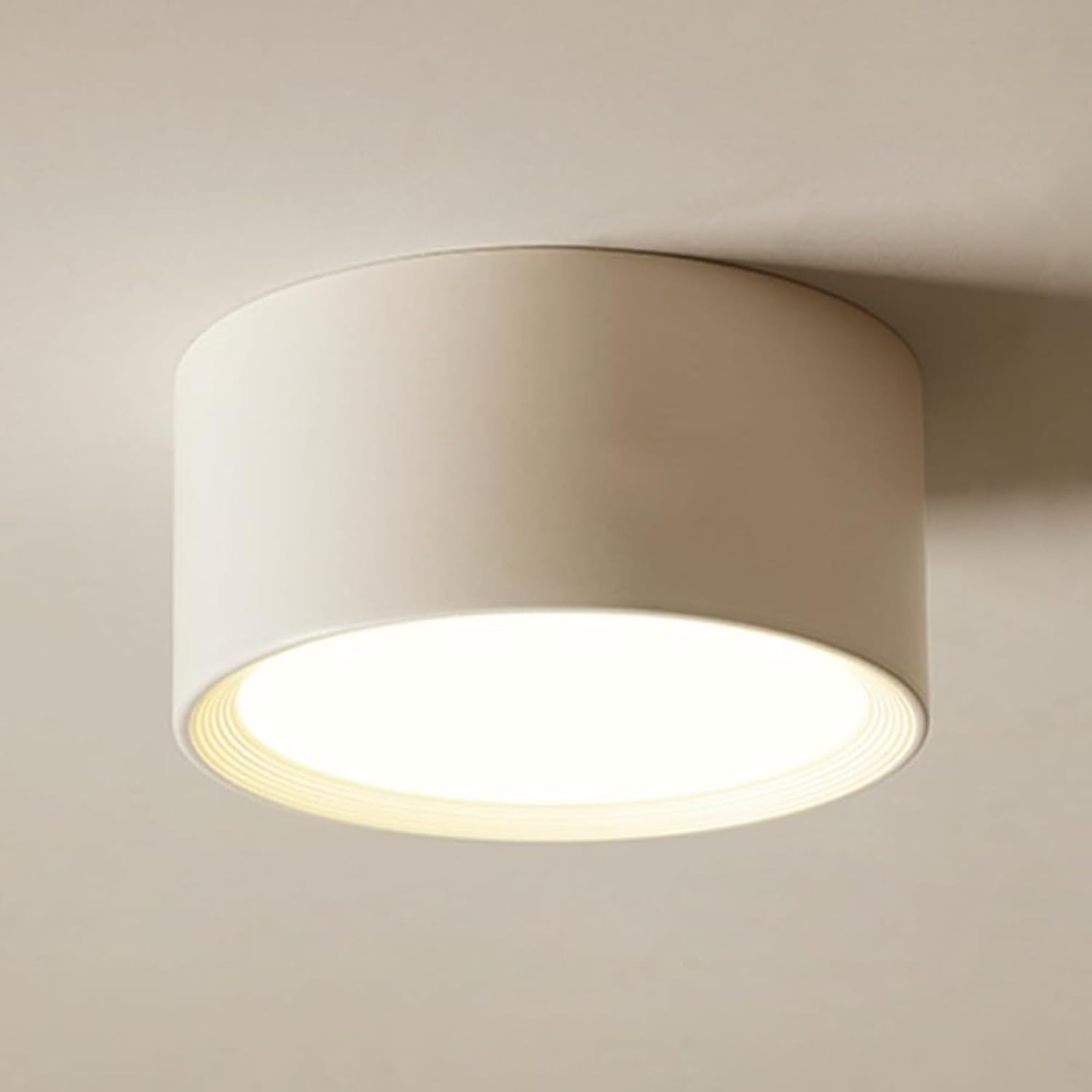 Modern Cylinder Design Semi-Flush Ceiling Light, LED Downlight with Frosted Acrylic Shade, 4000K Warm White, Ideal for Kitchen Hallway Foyer
