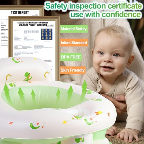 Image of Upgraded Inflatable Baby Seat with Safety Guardrails, Thicker Sit Me Up Floor Seat for Baby Chair Sit Me Up, Blow Up Baby Chair Built in Air Pump for Babies 3-36 mth