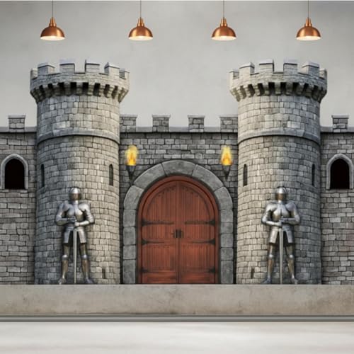 Panelee Medieval Party Decorations, Castle Backdrop Photo Prop, 10 x 6 ft Large Medieval Knight Birthday Party Decoration for Themed Birthday Supplies