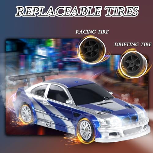 Image of 1 /43 Mini RC Drift Car with Gyroscope, 2.4GHz 4WD Full Proportional High Speed Micro Hobby RC Cars with Lights Racing Tires, Fast Small Remote Control Car, Toy Model Gift for Adults Kids Boys Girls