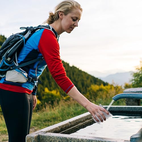 Faltbecher Silikon mit Deckel Wiederverwendbares Faltbarer Becher Outdoor Camping Klappbecher für Wandern/Picknick/Reisen (Grau+Blau)