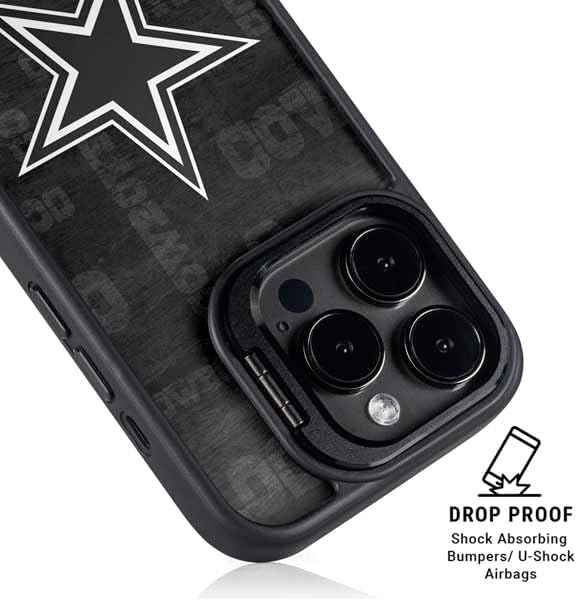 Skinit Kickstand Phone Case Compatible with iPhone 16 Pro Max - Officially Licensed NFL Dallas Cowboys Black & White Design
