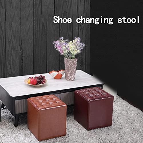 Tabouret pour changer de chaussures dans l'entrée en cuir bleu - 8
