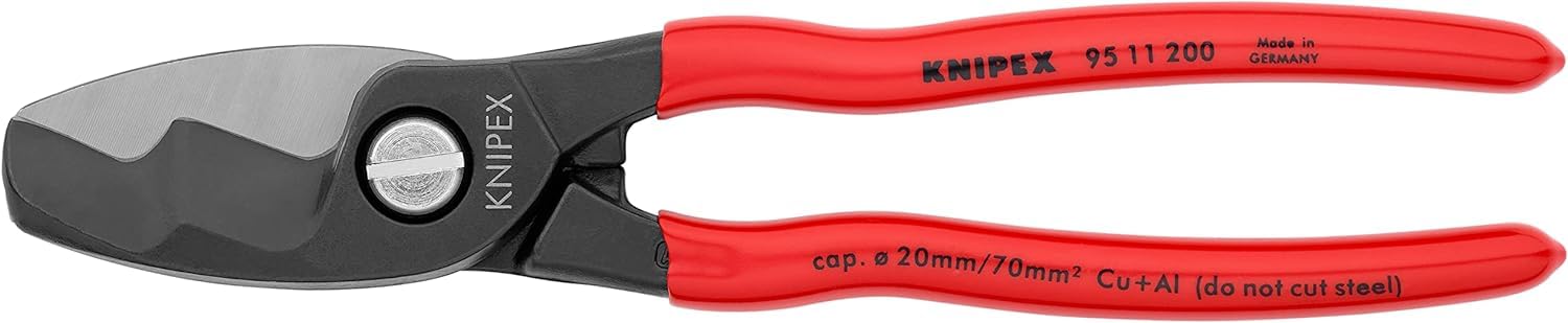 KNIPEX Nożyce do kabli z podwójnym ostrzem w opakowaniu z zawieszką z tworzywa sztucznego, powlekane 200 mm, 95 11 200 SB