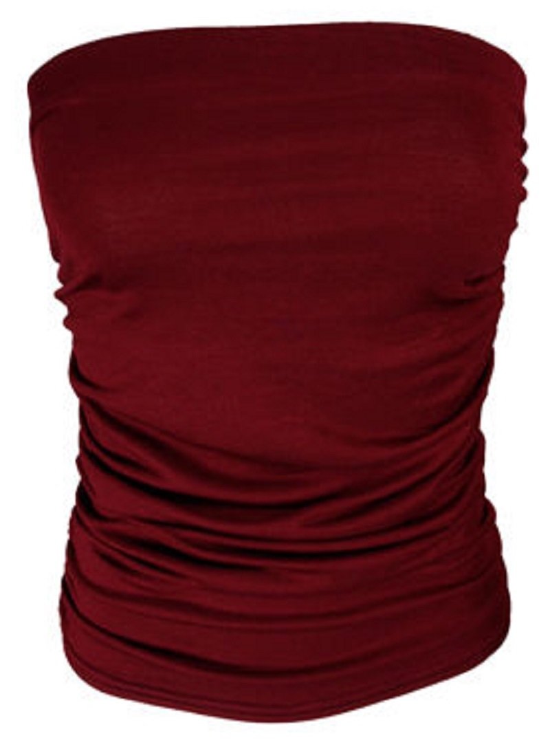 Crazy Girls Women Ladies Ruched Bandeau Boob Tube Vest Crop Bra Top (SM-UK8/10, Wine)
