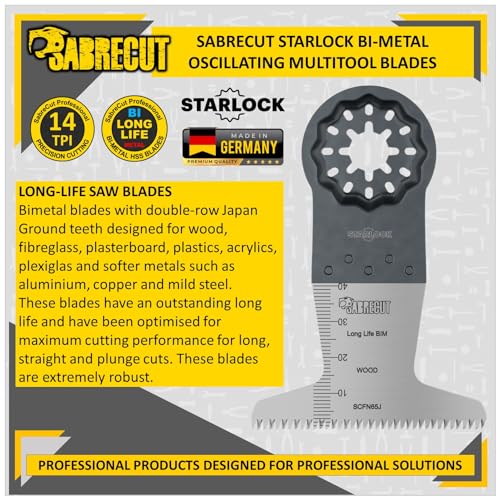10 x SabreCut SCFNK10 Mix Bimetal (BIM) Long Life Multi Tool Blades Compatible with Bosch Fein Starlock/Starlock Plus and Starlock Max Multi Tool Fitting System and Accessories 4 10 x SabreCut SCFNK10 Mix Bimetal (BIM) Long Life Multi Tool Blades Compatible with Bosch Fein Starlock/Starlock Plus and Starlock Max Multi Tool Fitting System and Accessories - Image 4