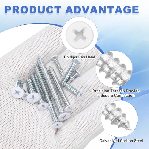 Tornillos autorroscantes M4 x 38mm cabeza pan blanco 60 pzas miniatura 4