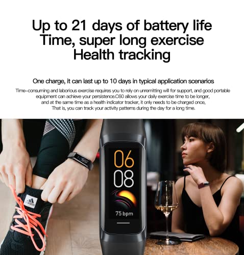 Verschiedene Funktionen Fitness-Tracker, kompatibel mit Android und iOS, GPS-Smartwatch, Sauerstofferkennung im Sangre, Grau C60 - Image 5