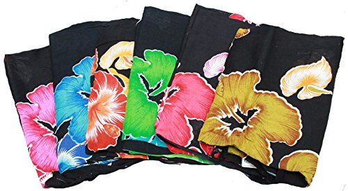 Artesanía Asien Sarong Flor Pareo, Cadera, Falda de playa, Rojo, Verde, Amarillo y Azul rojo Talla única
