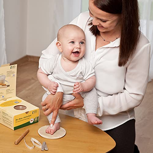 GRÜNSPECHT Bio-Baby-Abdruckset, 1 Dose Abdruckmasse & Zubehör, Baby Handabdruck & Fußabdruck, aus zertifizierter Bio-Kartoffelstärke, Geschenk Geburt (678-00)