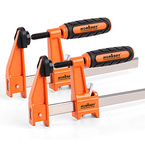 HORUSDY 2-Pack 6-Inch Steel Bar Clamps, Quick-Adjust, with 3-Inch Throat and Micro-Adjustment Handle