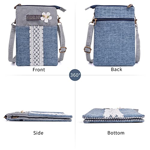 WITERY Leaf Pattern Canvas Cell Phone Purse Wallet Lightweight Small Crossbody Purse Bags for Women Girls2