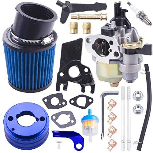 Mrelc High Performance Upgraded Carburetor Air Filter Adapter Intake Spark Plug Kit Fit For Predator 212Cc 6.5 Hp Honda Gx160 Gx200 196Cc Coleman Ct200U Trail Ct100U Mini Bike Go Kart Racing （Blue） #TOP16