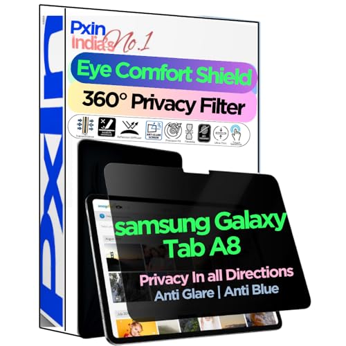 Image of PxIn Tablet Privacy Screen Guard compatible with samsung Galaxy Tab A8 SM-X200 | No.1 | Anti Glare | Anti Blue Light | Anti UV | 4 Way Privacy Filter | 360 Privacy | Eye Protect
