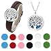 Jovivi Bracelet Ouvrir Arbre de la Vie + Pendentif Collier Diffuseur de Parfum Aromatique Huile Essentielle Hypoallergeniques Porte Photo Acier Inoxydable + 12 Coussinets Lavables (Brun)